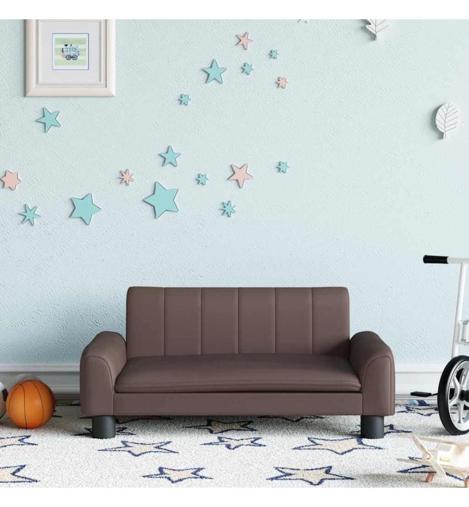 Kindersofa Braun 70x45x30 cm Kunstleder