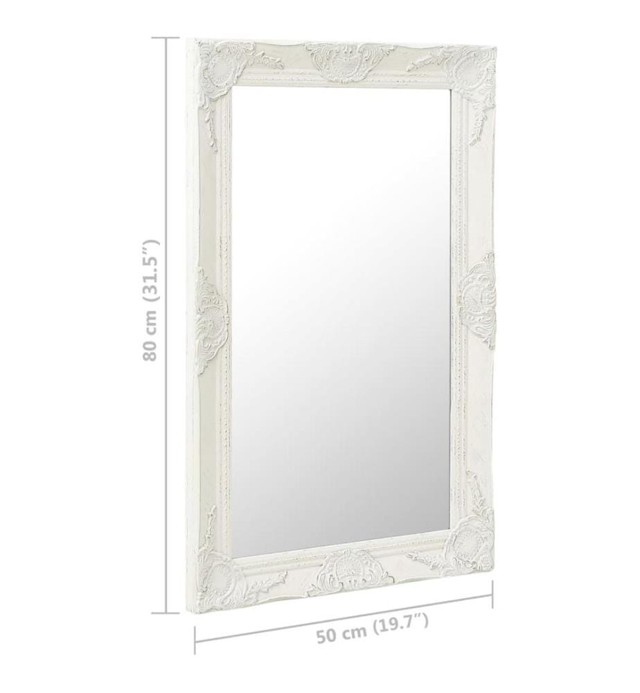 Miroir mural style baroque 50x80 cm Blanc