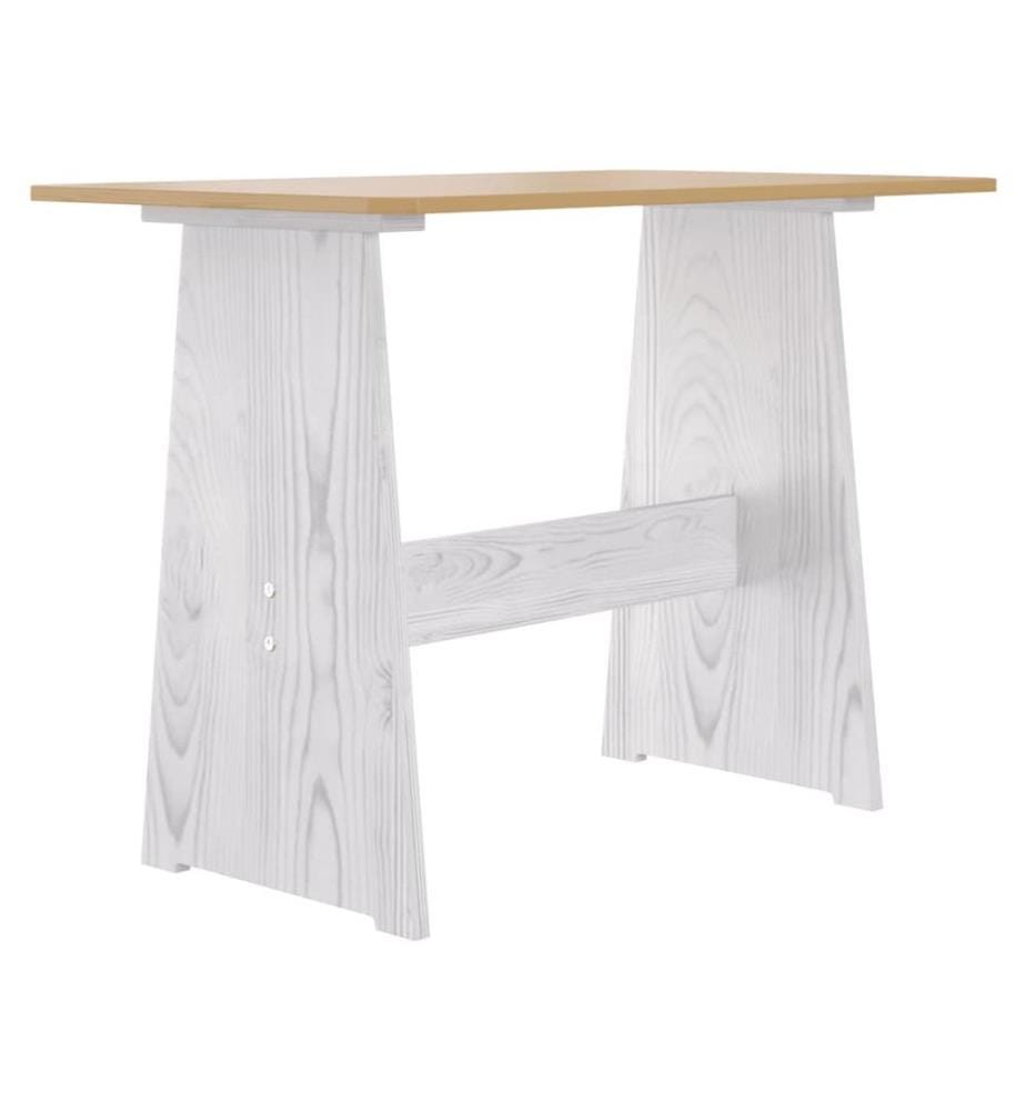 Table à manger et banc REINE marron miel blanc bois pin solide