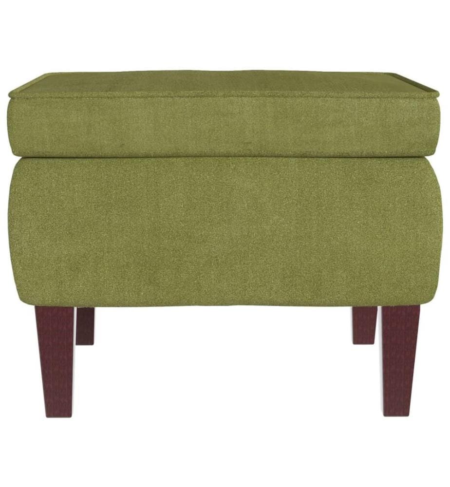 Hocker mit Holzbeinen Hellgrün Samt