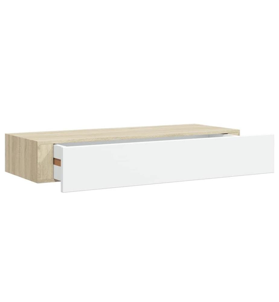 Wandregale mit Schubladen 2 Stk. Eichen-Optik Weiss 60x23,5x10cm