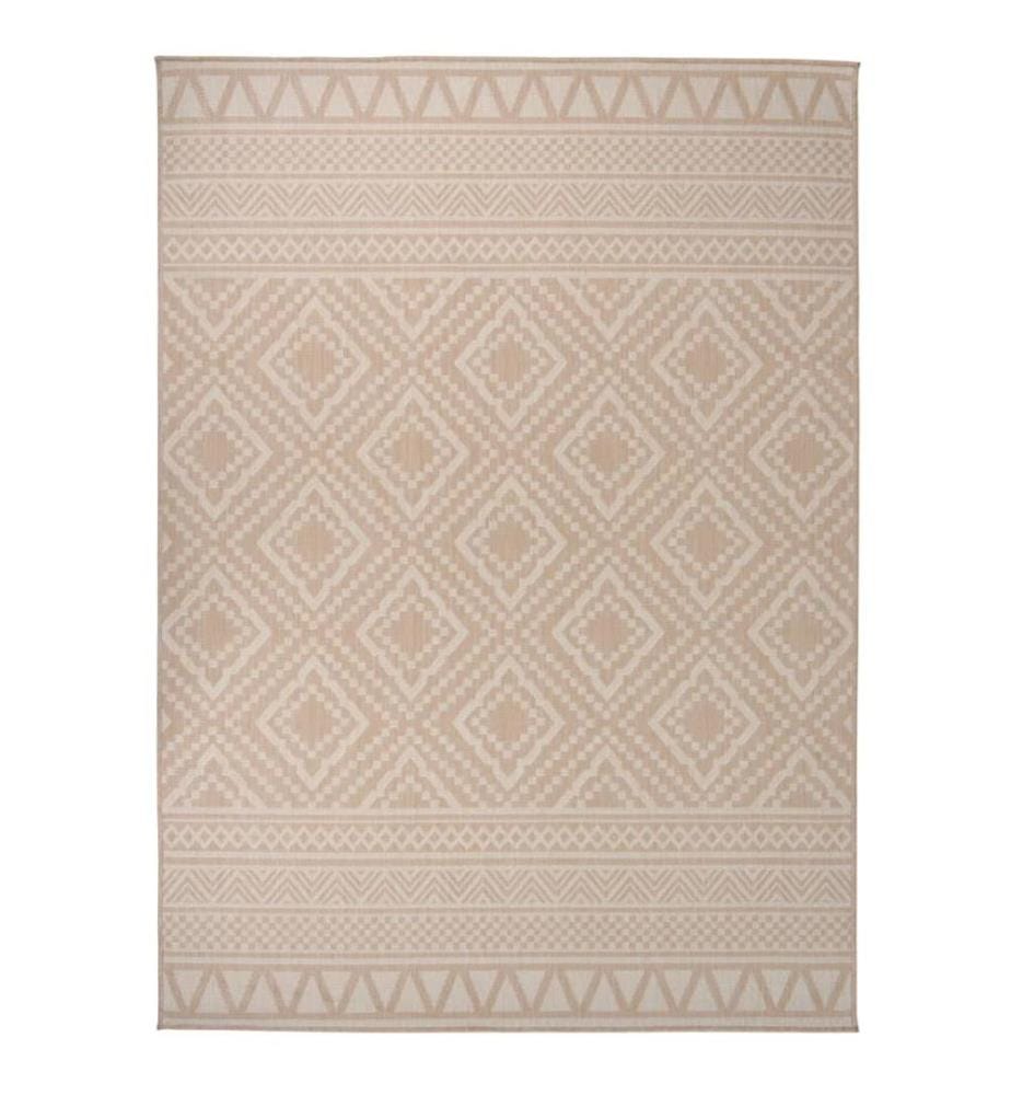Outdoor-Teppich Flachgewebe 200x280 cm Braun Gestreift