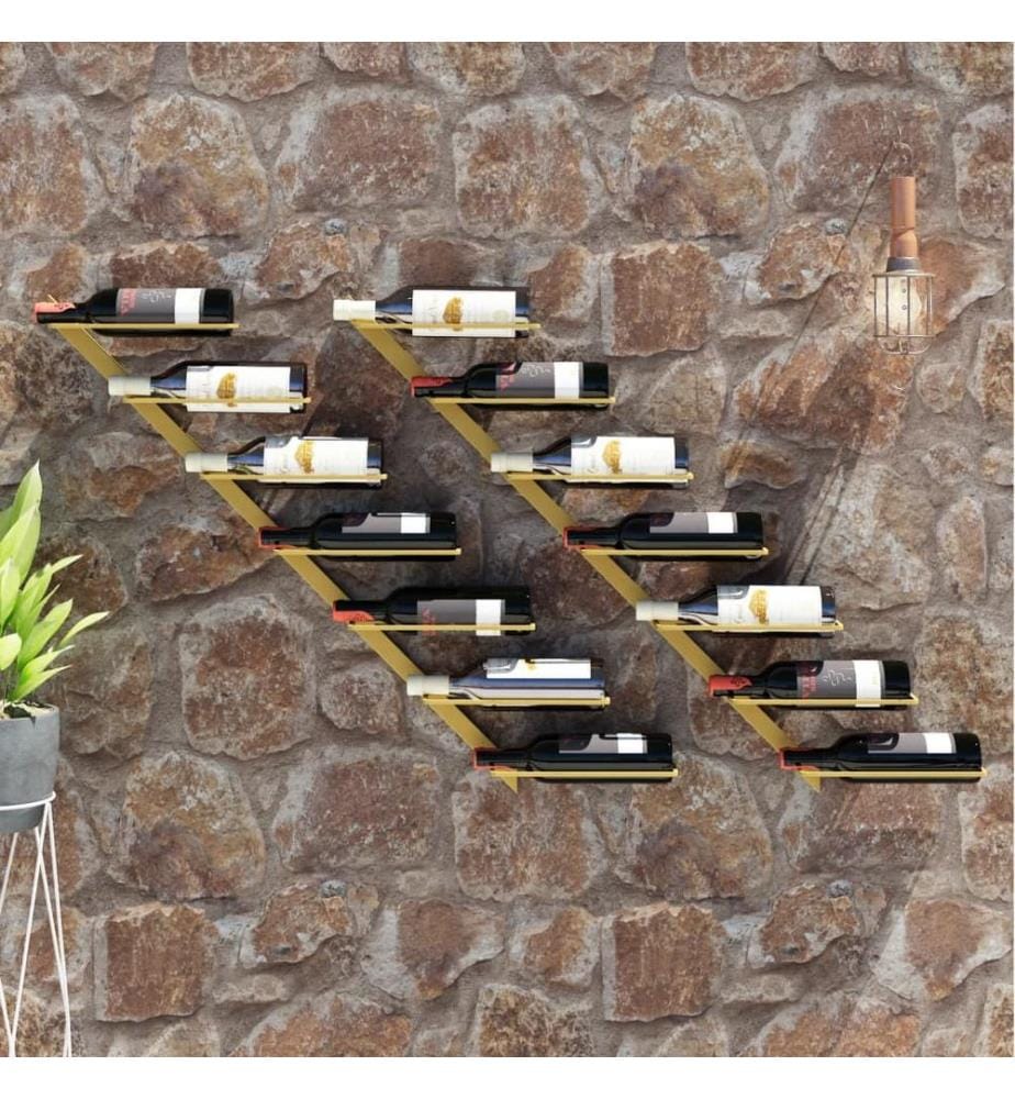 Wand-Weinregale für 7 Flaschen 2 Stk. Golden Metall