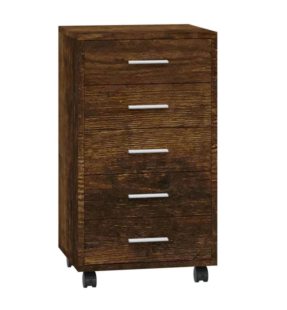 Schubladenschrank mit Rollen Räuchereiche Holzwerkstoff