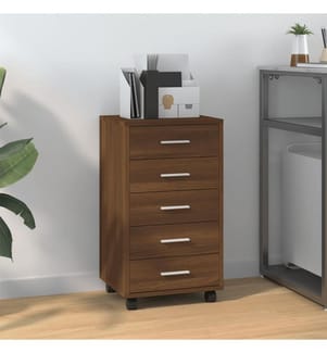 Schubladenschrank mit Rollen Braun Eichen-Optik Holzwerkstoff