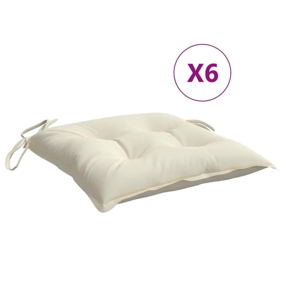 Stuhlkissen 6 Stk. Cremeweiss 40x40x7 cm Oxford-Gewebe