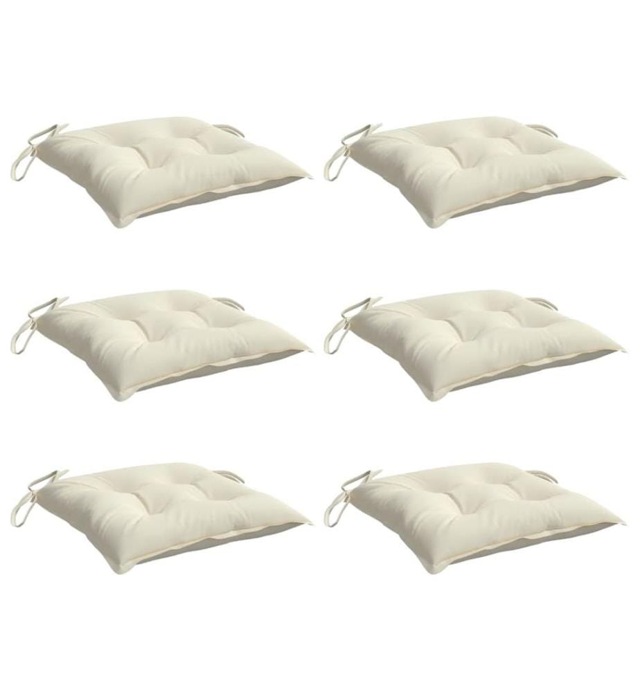 Stuhlkissen 6 Stk. Cremeweiss 40x40x7 cm Oxford-Gewebe