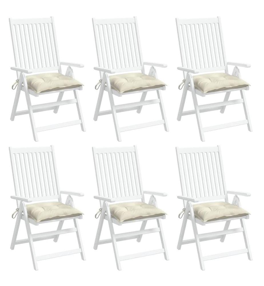 Stuhlkissen 6 Stk. Cremeweiss 40x40x7 cm Oxford-Gewebe