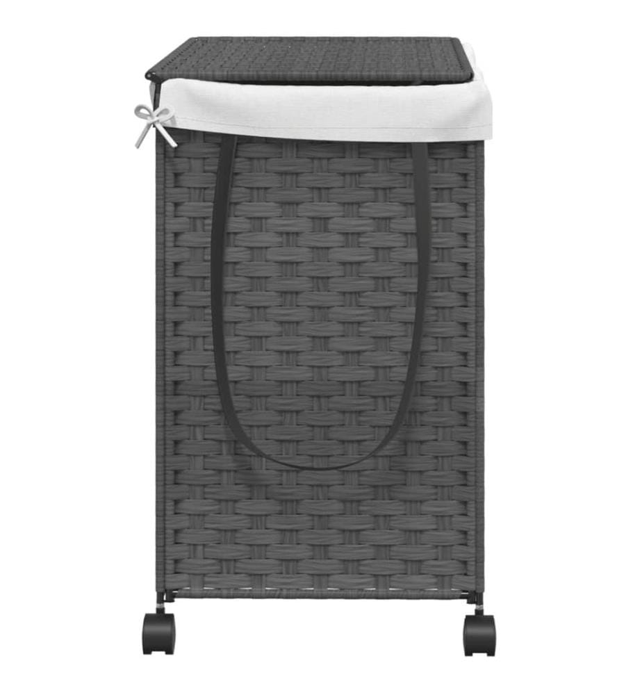 Wäschekorb mit Rollen Grau 60x35x60,5 cm Rattan