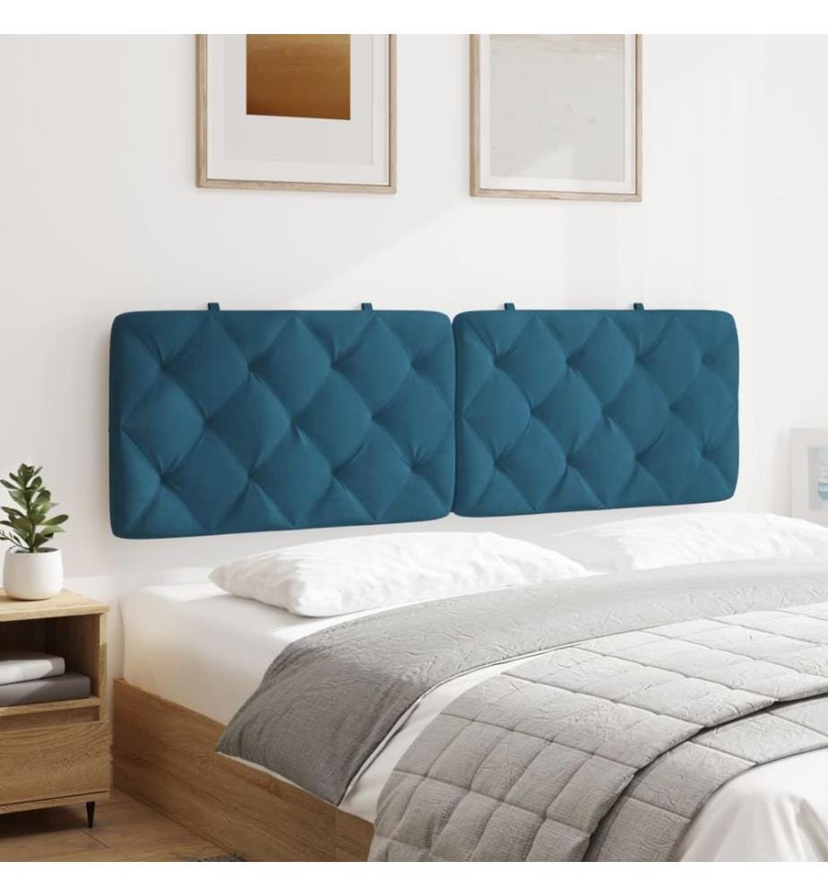 Coussin de tête de lit bleu 160 cm velours