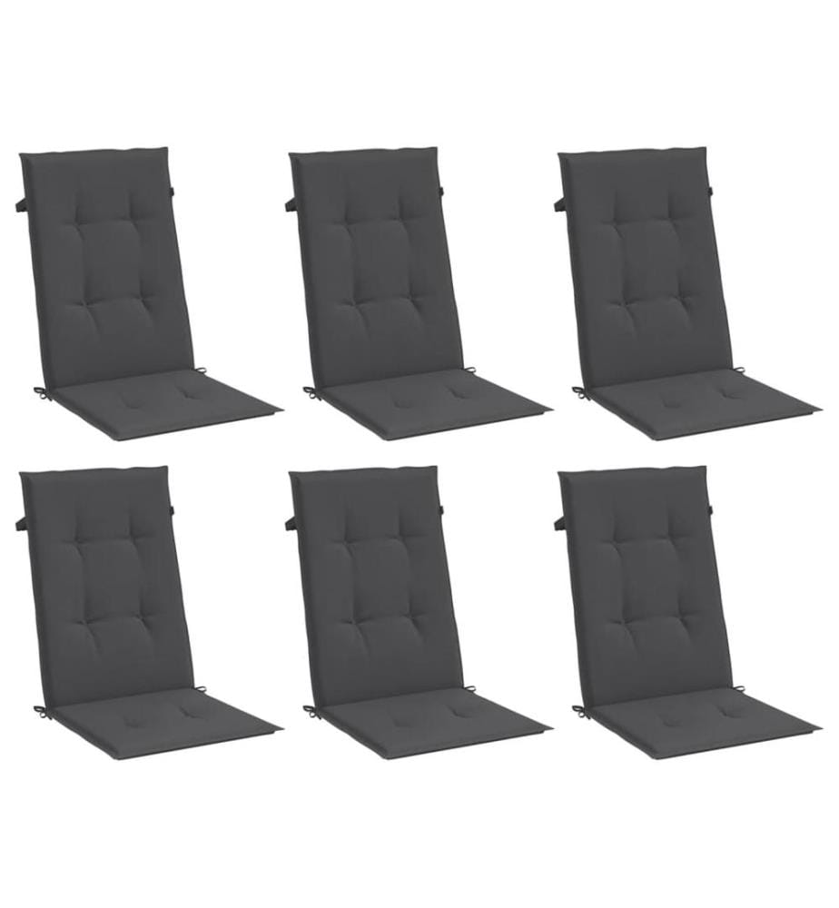 Coussins de chaise à dossier haut lot de 6 anthracite mélangé