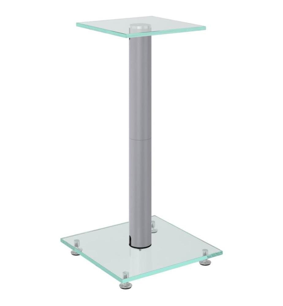 Lautsprecher-Ständer 2 Stk. Silbern Hartglas 1 Säule