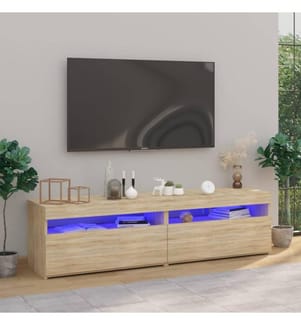 TV-Schränke 2 Stk. mit LED-Leuchten Sonoma-Eiche 75x35x40 cm