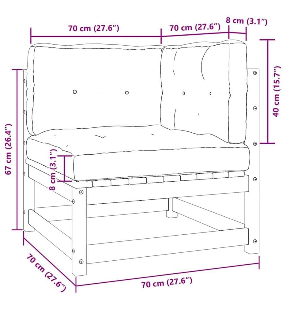 2-tlg. Garten-Lounge-Set mit Kissen Massivholz Kiefer