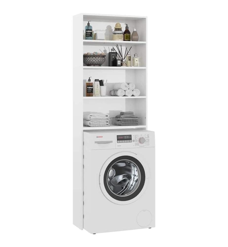 Meuble pour machine à laver blanc brillant 64x24x190 cm