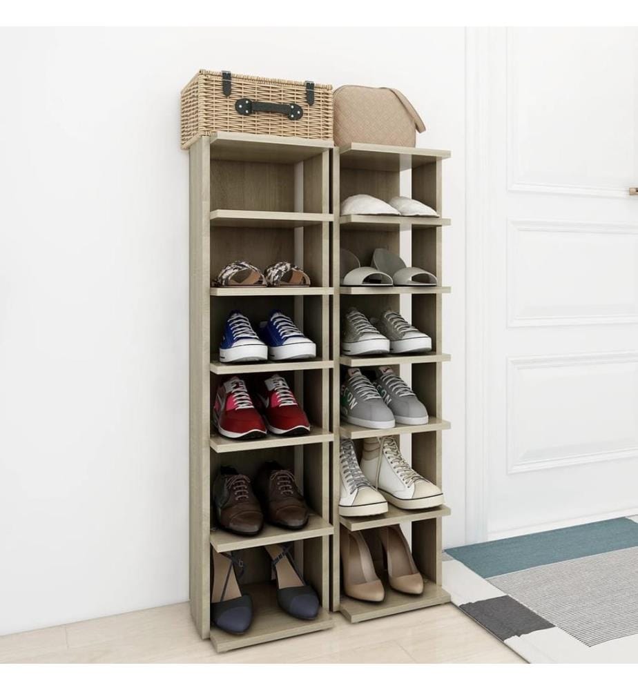Schuhschränke 2 Stk. Sonoma-Eiche 27,5x27x102 cm
