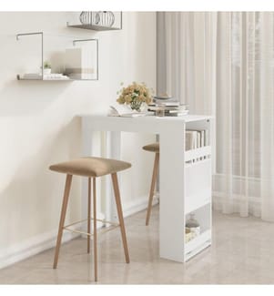 Bartisch mit Ablagefläche Weiss 102x50x103,5 cm Holzwerkstoff
