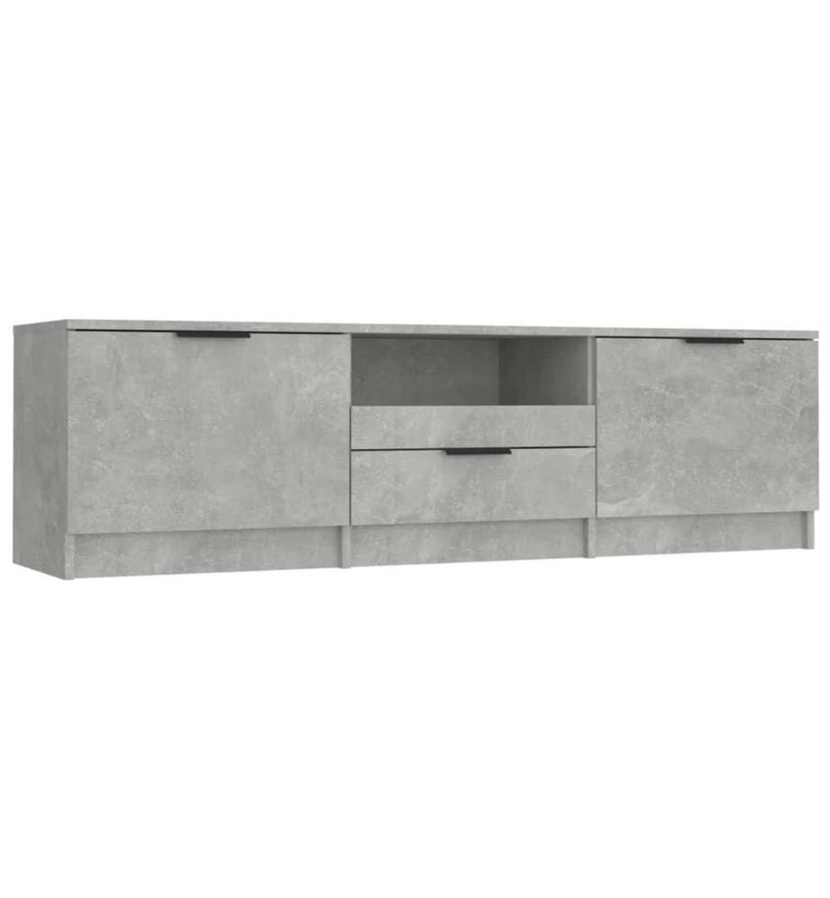 Meuble TV gris béton 140x35x40 cm bois d'ingénierie