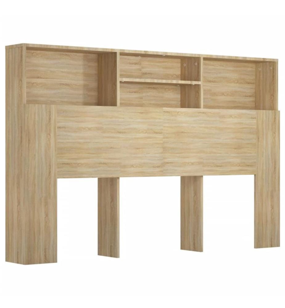 Bett-Kopfteil mit Ablagen Sonoma-Eiche 160x19x103,5 cm