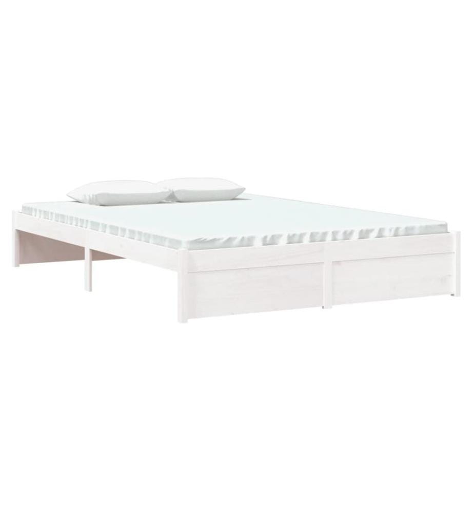 Cadre de lit sans matelas blanc bois massif 140x200 cm