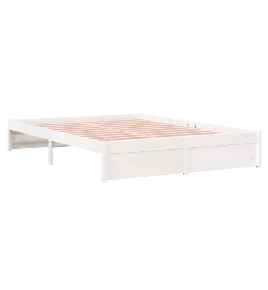 Cadre de lit sans matelas blanc bois massif 140x200 cm
