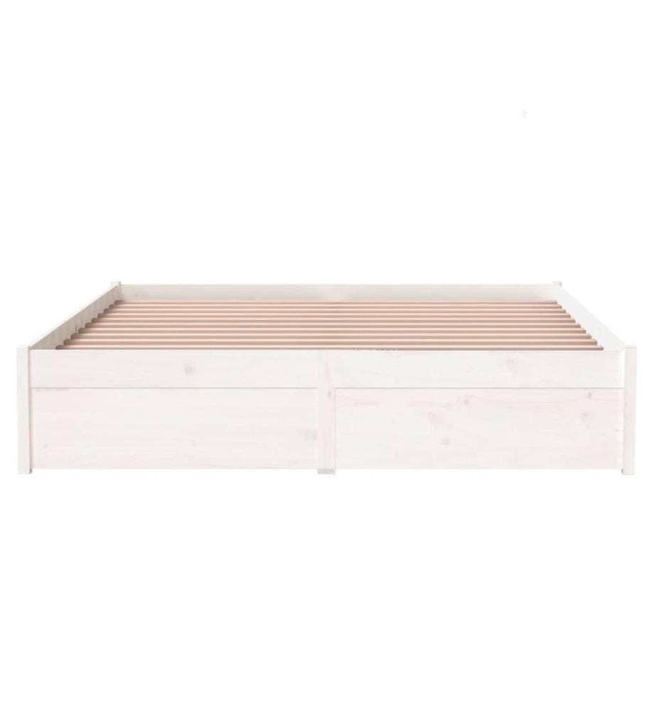 Cadre de lit sans matelas blanc bois massif 140x200 cm