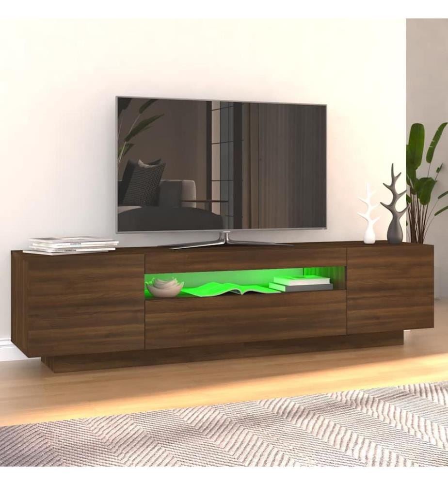 TV-Schrank mit LED-Leuchten Braun Eichen-Optik 160x35x40 cm