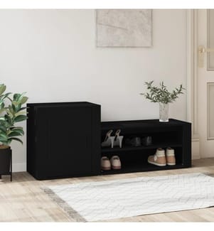 Schuhschrank Schwarz 130x35x54 cm Holzwerkstoff