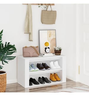 Schuhregal Weiss 75x35x45 cm Holzwerkstoff