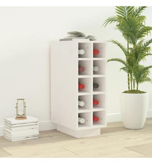 Weinregal Weiss 23x34x61 cm Massivholz Kiefer