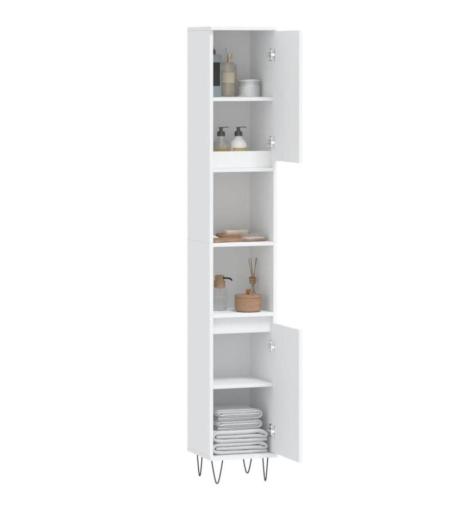 Badschrank Weiss 30x30x190 cm Holzwerkstoff