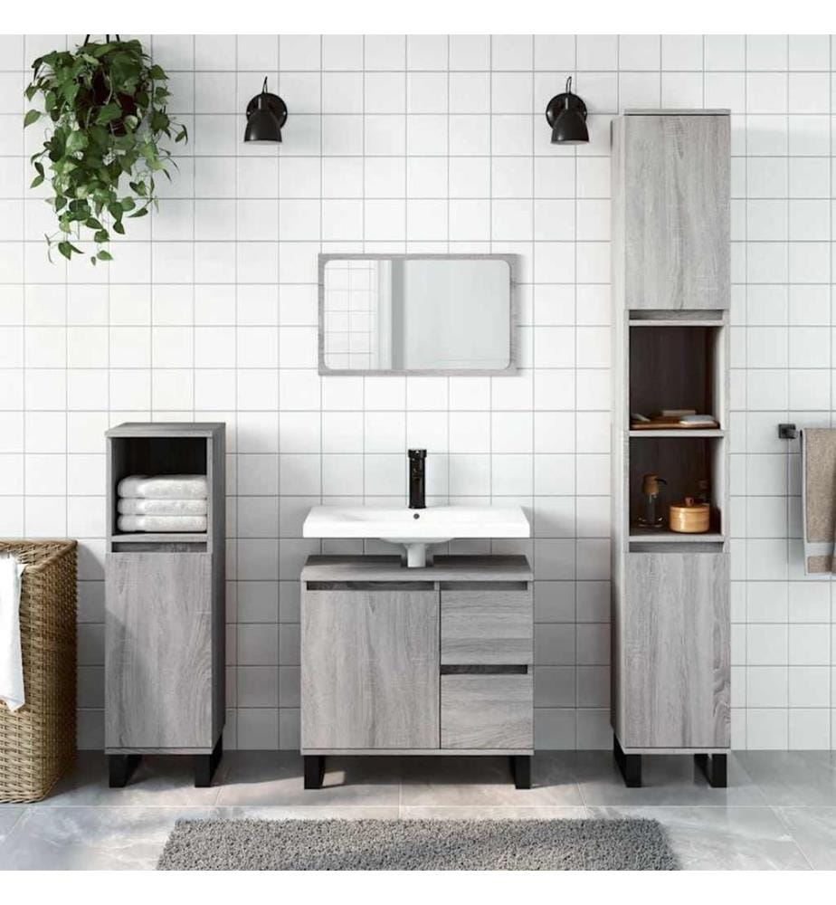Badschrank Grau Sonoma 65x33x60 cm Holzwerkstoff