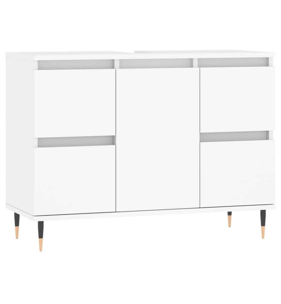 Badschrank Weiss 80x33x60 cm Holzwerkstoff