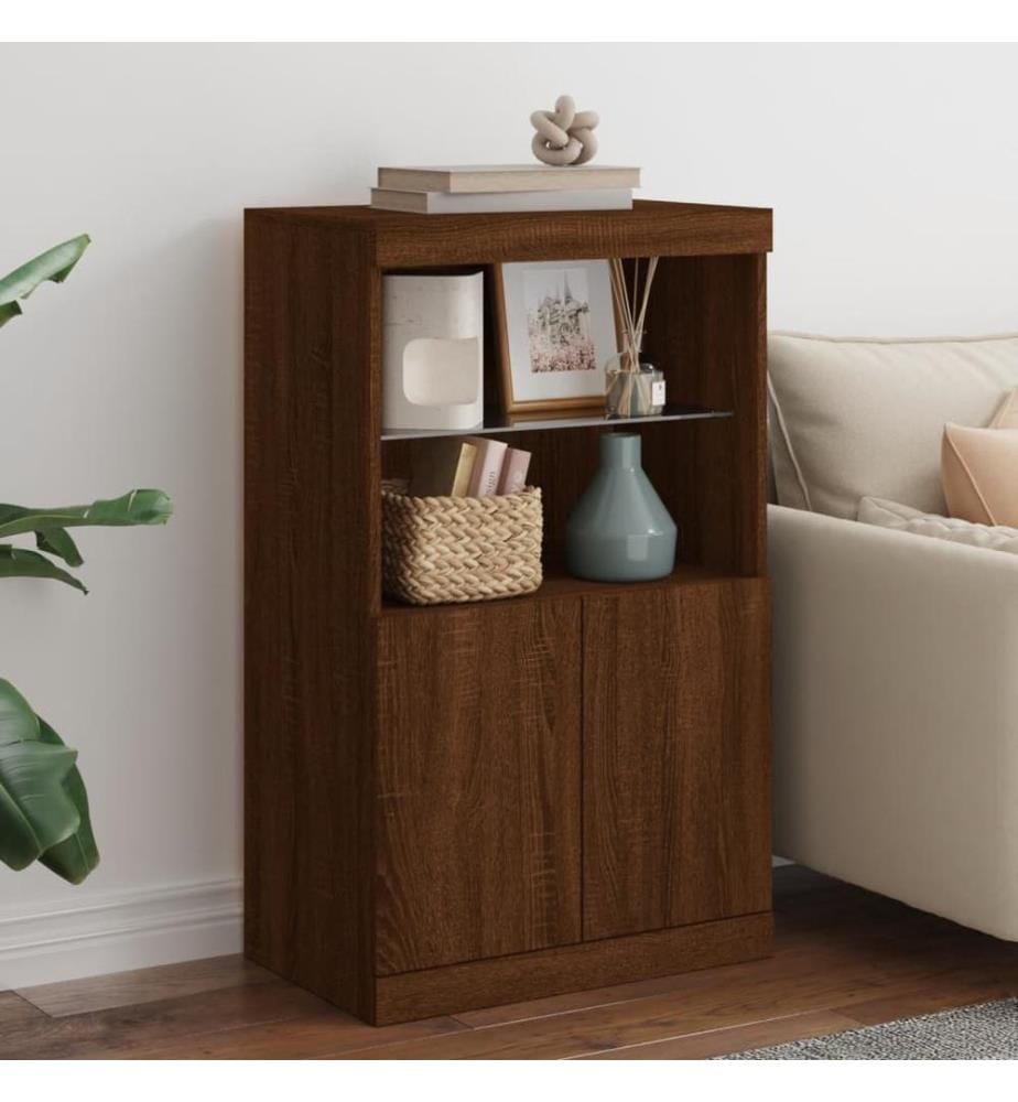 Sideboard mit LED-Leuchten Braun Eichen-Optik 60,5x37x100 cm