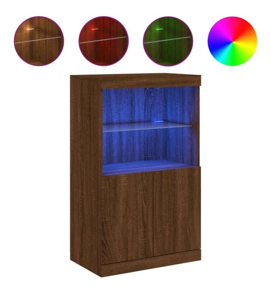 Sideboard mit LED-Leuchten Braun Eichen-Optik 60,5x37x100 cm