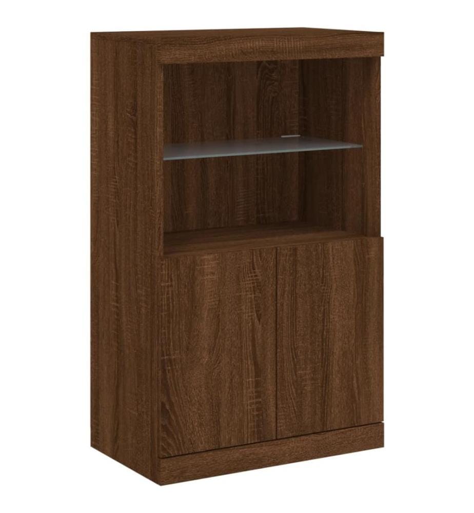 Sideboard mit LED-Leuchten Braun Eichen-Optik 60,5x37x100 cm