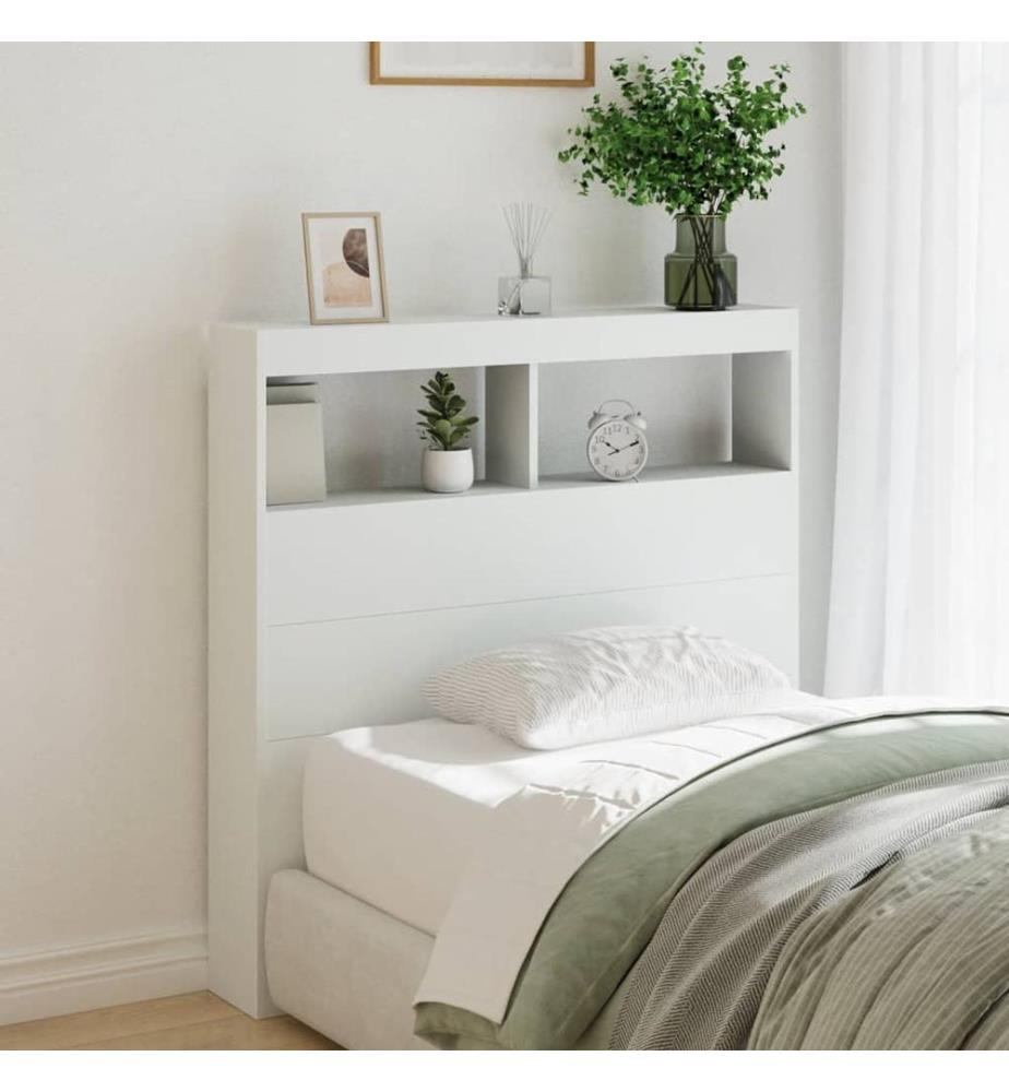 Armoire tête de lit avec LED blanc 100x17x102 cm
