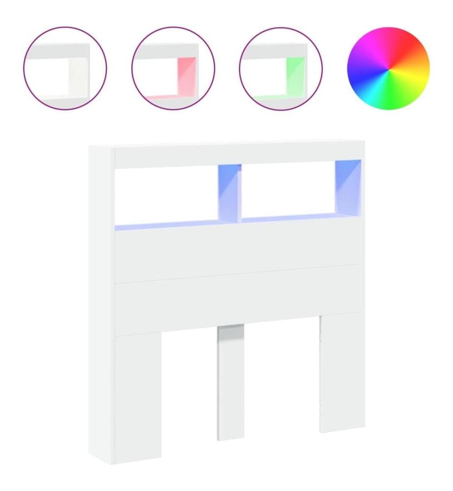 Armoire tête de lit avec LED blanc 100x17x102 cm