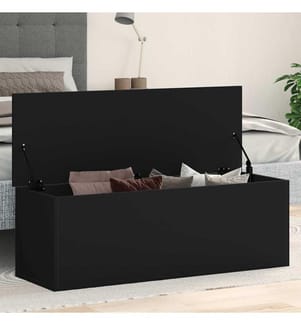 Boîte de rangement noir 102x35x35 cm bois d'ingénierie