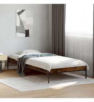 Bettgestell Räuchereiche 90x200 cm Holzwerkstoff und Metall