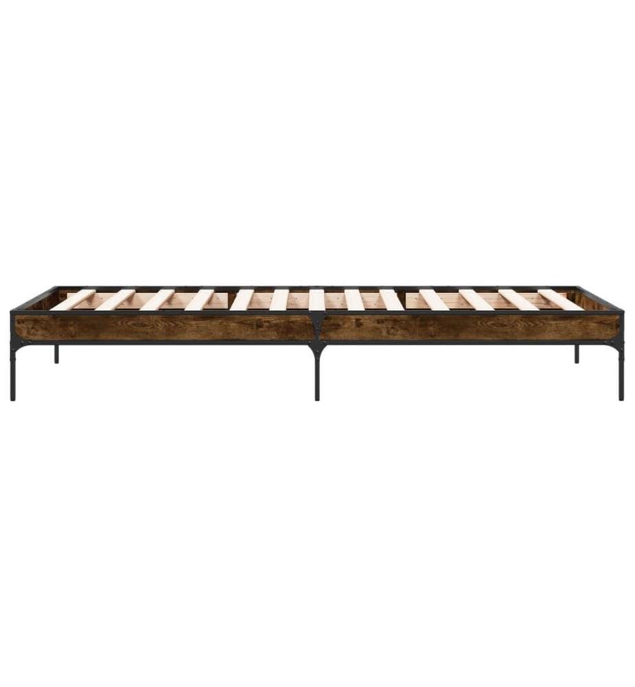 Cadre de lit sans matelas chêne fumé 90x200 cm