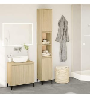 Badschrank Sonoma-Eiche 30x30x190 cm Holzwerkstoff