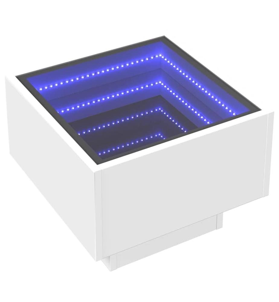 Table d'appoint avec LED blanc 40x40x30 cm bois d'ingénierie
