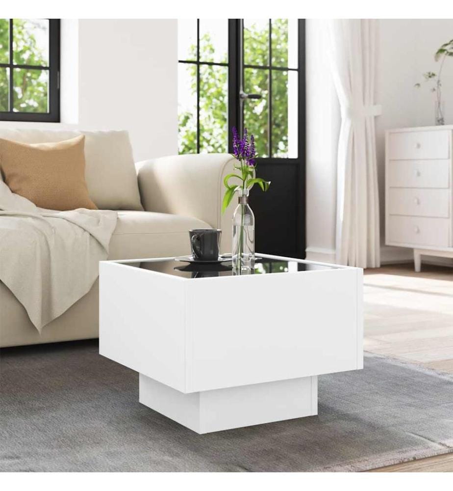 Table d'appoint avec LED blanc 40x40x30 cm bois d'ingénierie