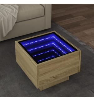 Table d'appoint et LED chêne sonoma 40x40x30 cm bois ingénierie