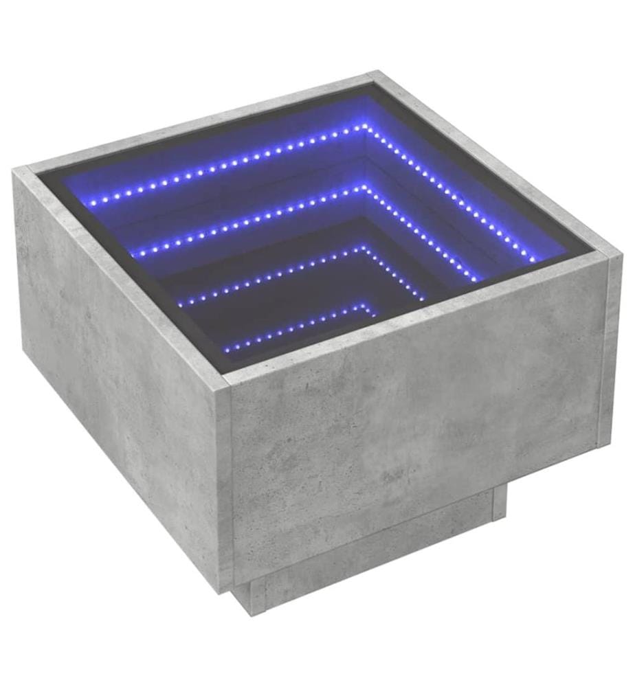 Table d'appoint et LED gris béton 40x40x30 cm bois d'ingénierie