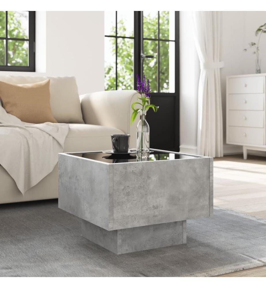 Table d'appoint et LED gris béton 40x40x30 cm bois d'ingénierie