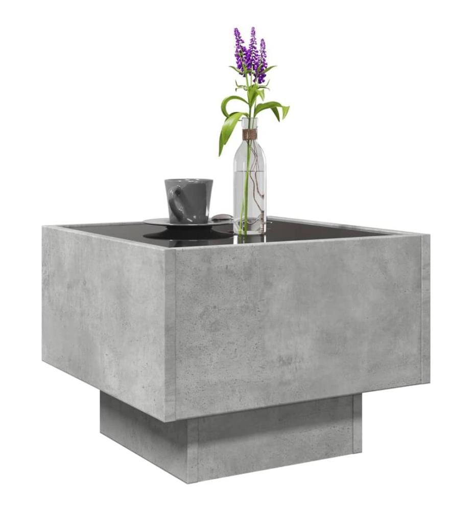 Table d'appoint et LED gris béton 40x40x30 cm bois d'ingénierie