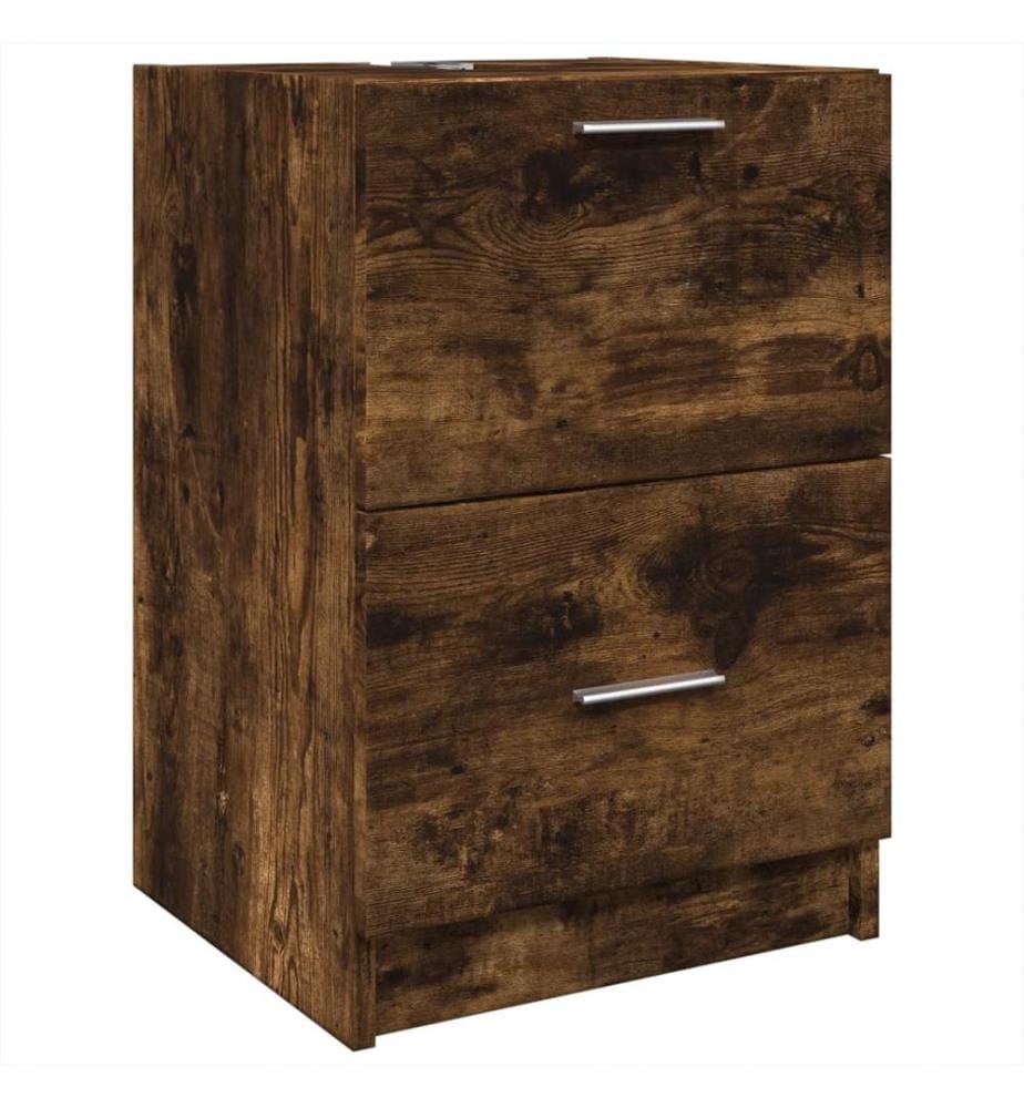 Meuble d'évier chêne fumé 40x37x59 cm bois d'ingénierie