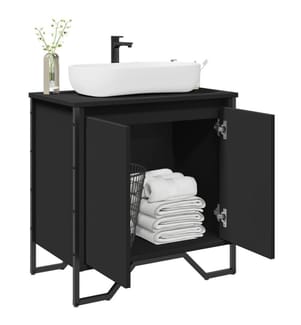 Armoire lavabo de salle de bain noir 60x35x60 cm